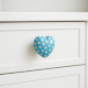 Turquoise Heart Etched Ceramic Knob