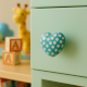 Turquoise Heart Etched Ceramic Knob