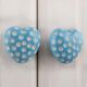 Turquoise Heart Etched Ceramic Knob