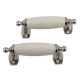 Cream Small Ceramic Silver Door Handles