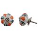 White Orange Floral Black Knob