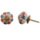 White Orange Floral Black Knob