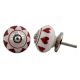 White Red Heart Ceramic Knob