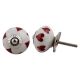 White Red Hearts Ceramic Knob
