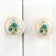 Cream Blue Floral Ceramic Knob
