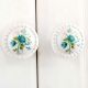 White Blue Flower Knob