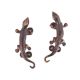 Set of 2 Lizard Figure Black Pair Bronze Door Handle