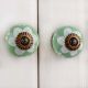Sage Green White Floral Knob