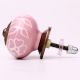 Pink Etched Flower Knob