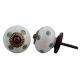 White Green Polka Dot Ceramic Cabinet Knob