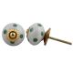 White Green Polka Dot Ceramic Cabinet Knob
