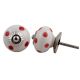 White Red Polka Dotted Ceramic Dresser Knob