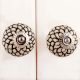 Cream Black Etched Floral Knob