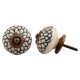 Cream Black Etched Floral Knob