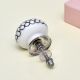 White Black Etched Floral Knob