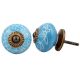 Turquoise Leaf Floral Ceramic Knob