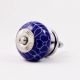 Navy Blue Leaf Floral Ceramic Knob
