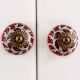 White Red Floral Painted Knob