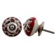 White Red Floral Painted Knob