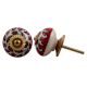 White Red Floral Painted Knob