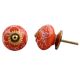 Orange Floral Ceramic Knob