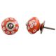 Orange Ceramic Floral Dresser Knob