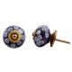 Purple Ceramic Floral Dresser Knob