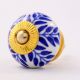 Navy Blue Leaf Ceramic Knob