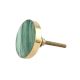 Round Sea Green Metal and Bone Knob