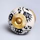 Cream Black Leaf Ceramic Knob