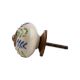 White Blue Green Leaf Ceramic Knob