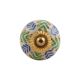 White Blue Green Leaf Ceramic Knob