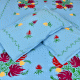 Light Blue Cotton Bedspread Floral Motifs