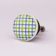 Green Blue Check Print Ceramic Knob