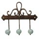 Sage Green White Strip Ceramic Iron Hooks