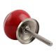Red Striped Small Ceramic Cabinet Knob