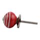 Red Striped Small Ceramic Cabinet Knob