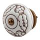 White Brown Leaf Flower Etched Knobs