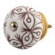 White Brown Floral Etched Knob