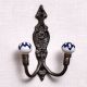 Navy Blue Floral Ceramic Iron Hooks