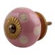 Pink Etched Dot Ceramic Drawer Knob
