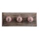 Pink Etched Dot Ceramic Wooden Hooks