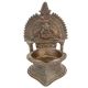 Oil Lamps Hand Cast in Bronze Alloy Depict An Image of Laxmi, Flanked by Two Elephants