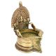 Vintage Goddess Lakshmi Egraved Brass Temple Kamakshi Oil Lamp Diya 