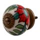 White Leafy Floral Ceramic Knob