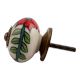 White Leafy Floral Ceramic Knob