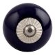 Navy Blue Silver Fitting Ceramic Knob