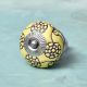 Yellow Marigold Etched Ceramic Floral Cabinet Knob