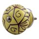 Yellow Base Brown Etched Ceramic Floral Knob