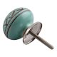 Sea Green Base Brown Pattern Etched Ceramic Drawer Knob
